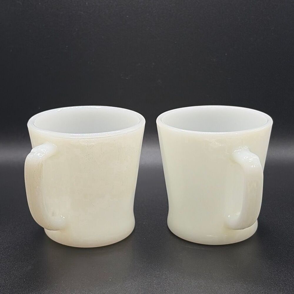 Vintage Fire King White Milk Glass Set of 2 Coffee Mugs 8oz USA 1950's - Picture 11 of 11